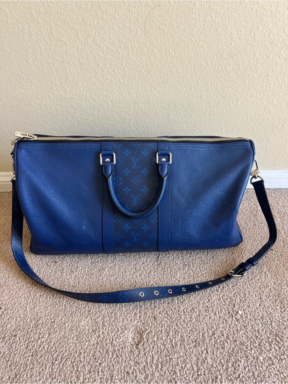 Louis Vuitton Blue Monogram Canvas Travel Duffle